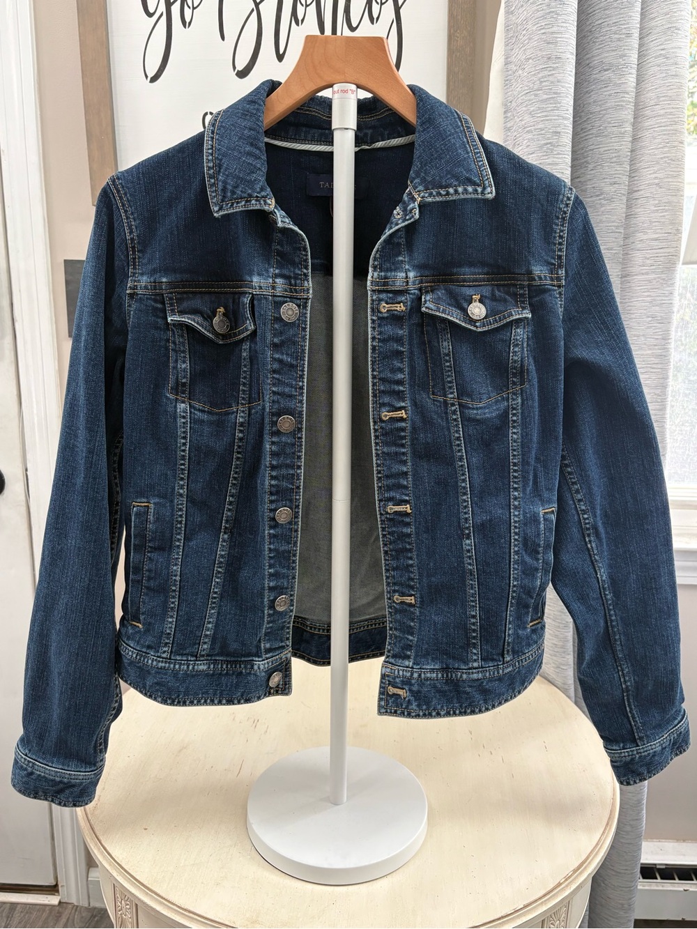 Talbots Dark Blue Denim Stretch Jacket M Medium S1